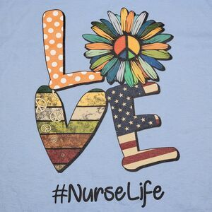 Nurse Life Love SS Blue Tee Hanes - Size Large